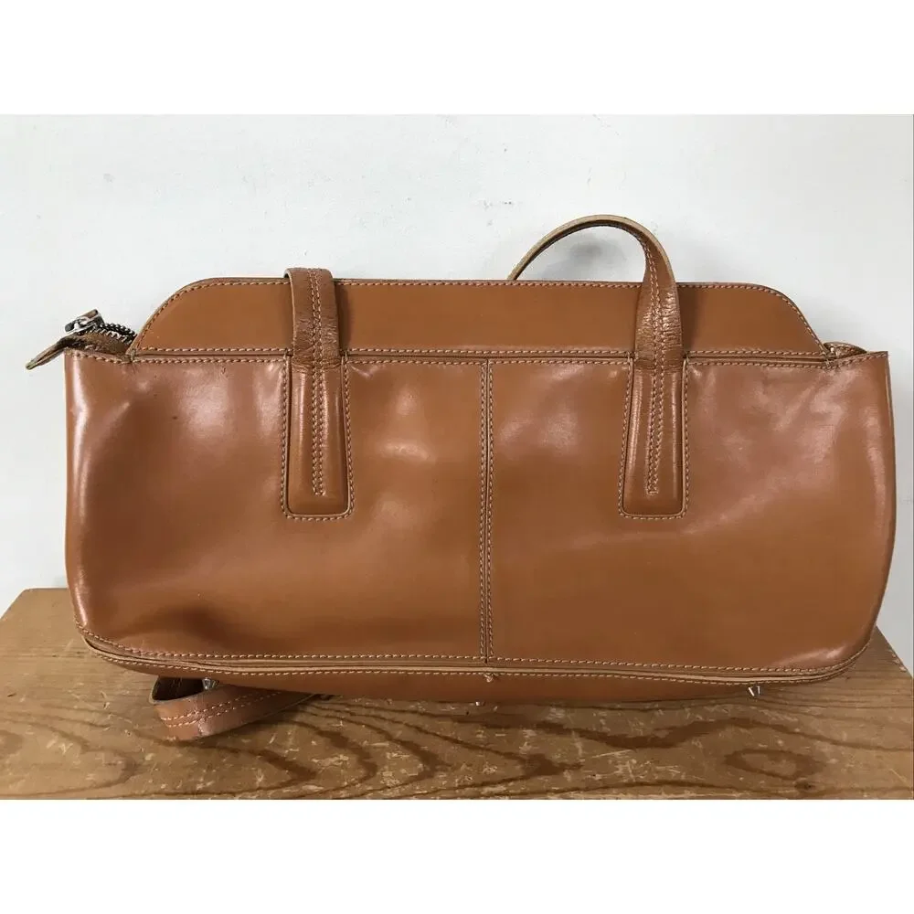 Francesco Biasia Tan Leather Zipper Italian Shoulder Bag Barrel Clutch Purse 14
